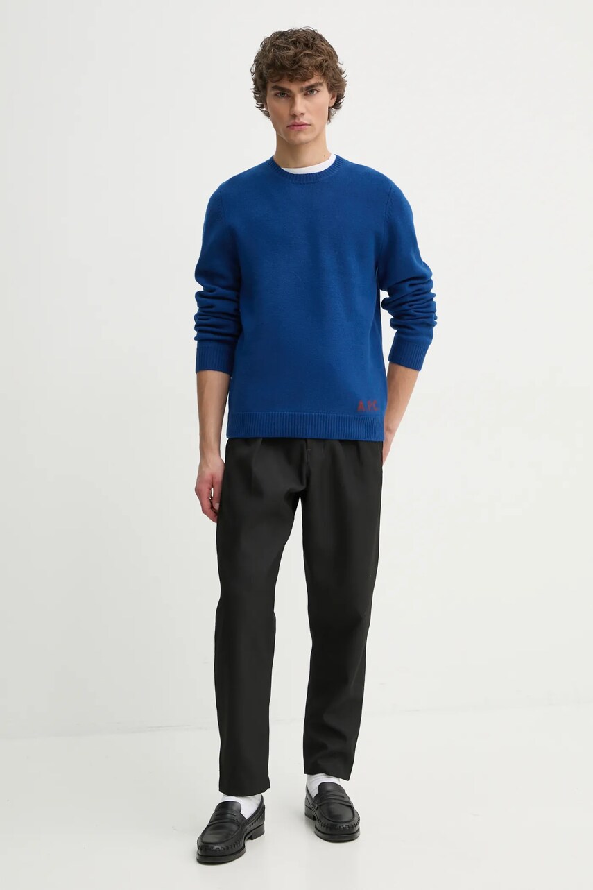 Вовняний светр A.P.C. pull edward чоловічий колір синій  WVBDK.H23059