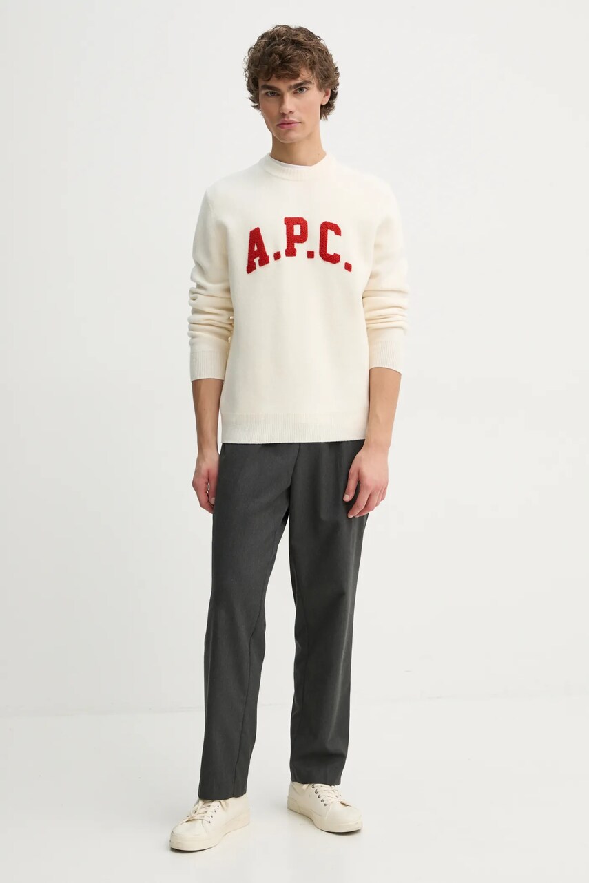 Вовняний светр A.P.C. pull joshua чоловічий колір бежевий  WVBDK.M23365