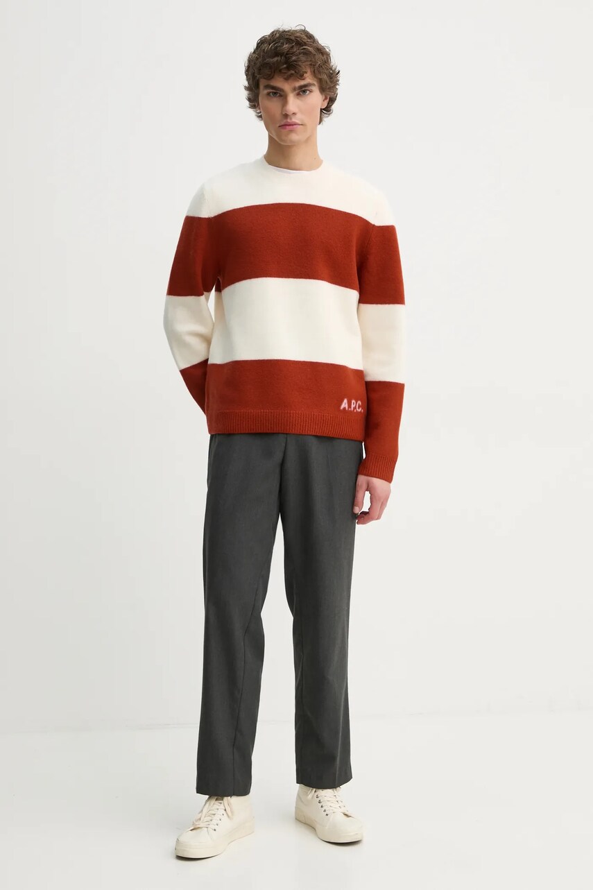 Вовняний светр A.P.C. pull edwardo чоловічий колір помаранчевий  WVBDL.H23364