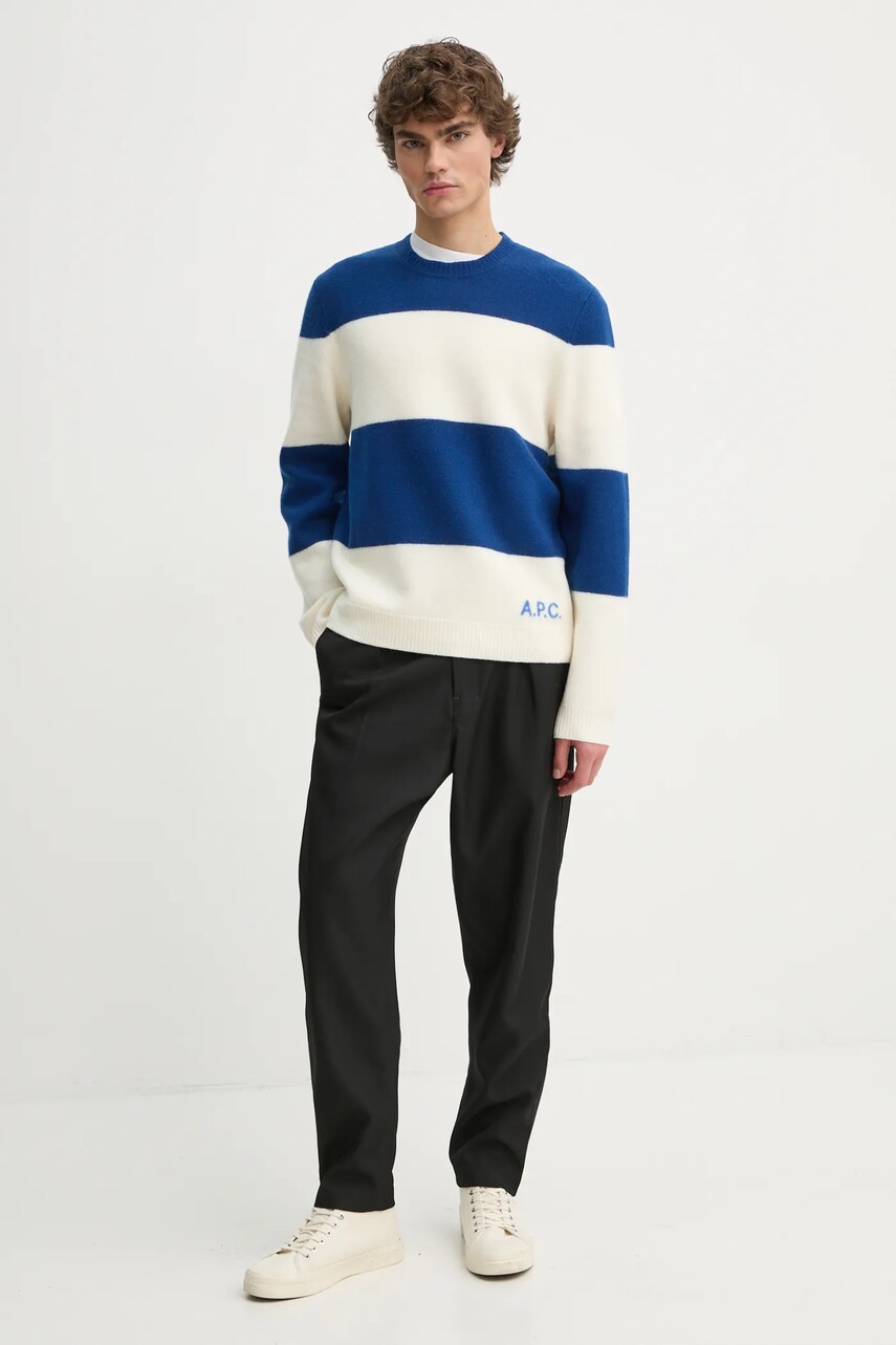 Вовняний светр A.P.C. pull edwardo чоловічий колір синій  WVBDL.H23364