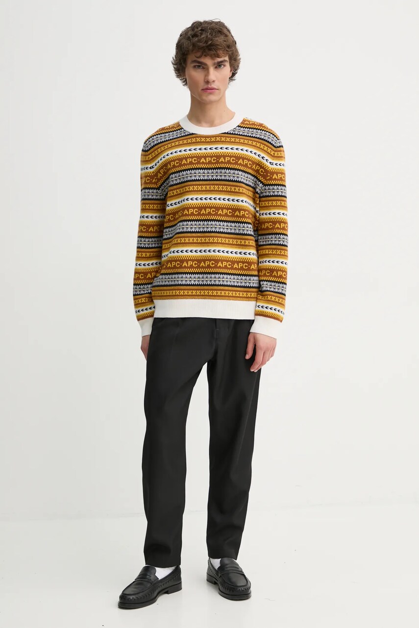Вовняний светр A.P.C. pull malcom чоловічий колір коричневий  WVBDS.H23372