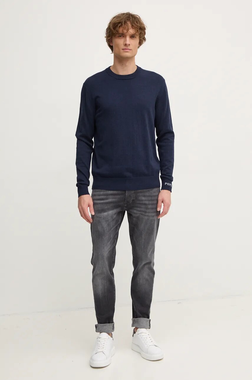 Светр з домішкою вовни Pepe Jeans NEW ANDRE CREW NECK чоловічий колір синій легкий PM702469