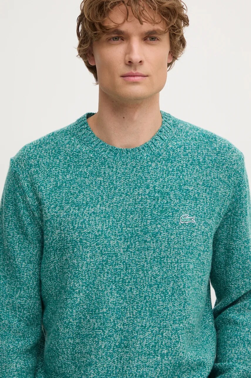 Вовняний светр Lacoste чоловічий колір зелений  AH2920
