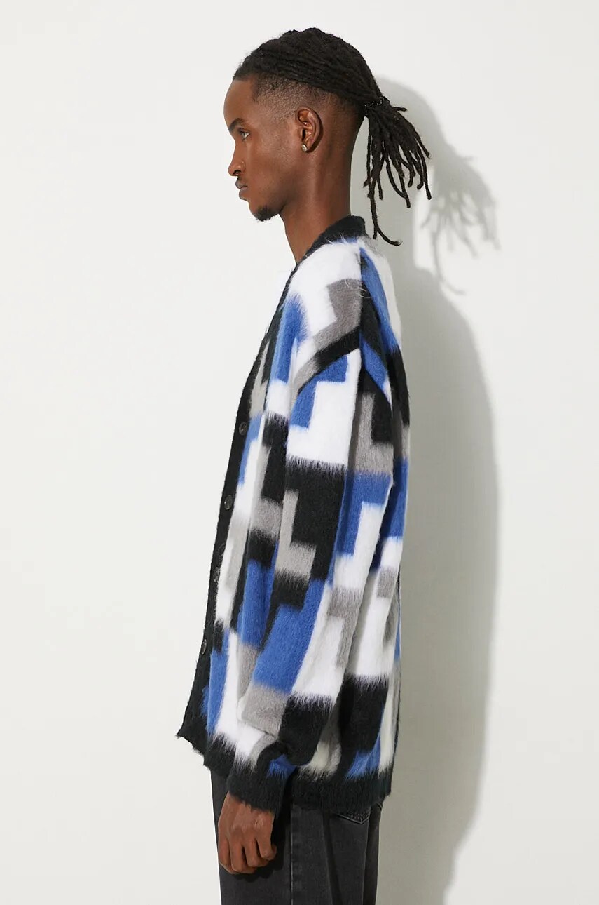 Кардиган з домішкою вовни Marcelo Burlon AOP Damier Cross Knit Cardigan колір сірий CMHB001F24KNI0010645