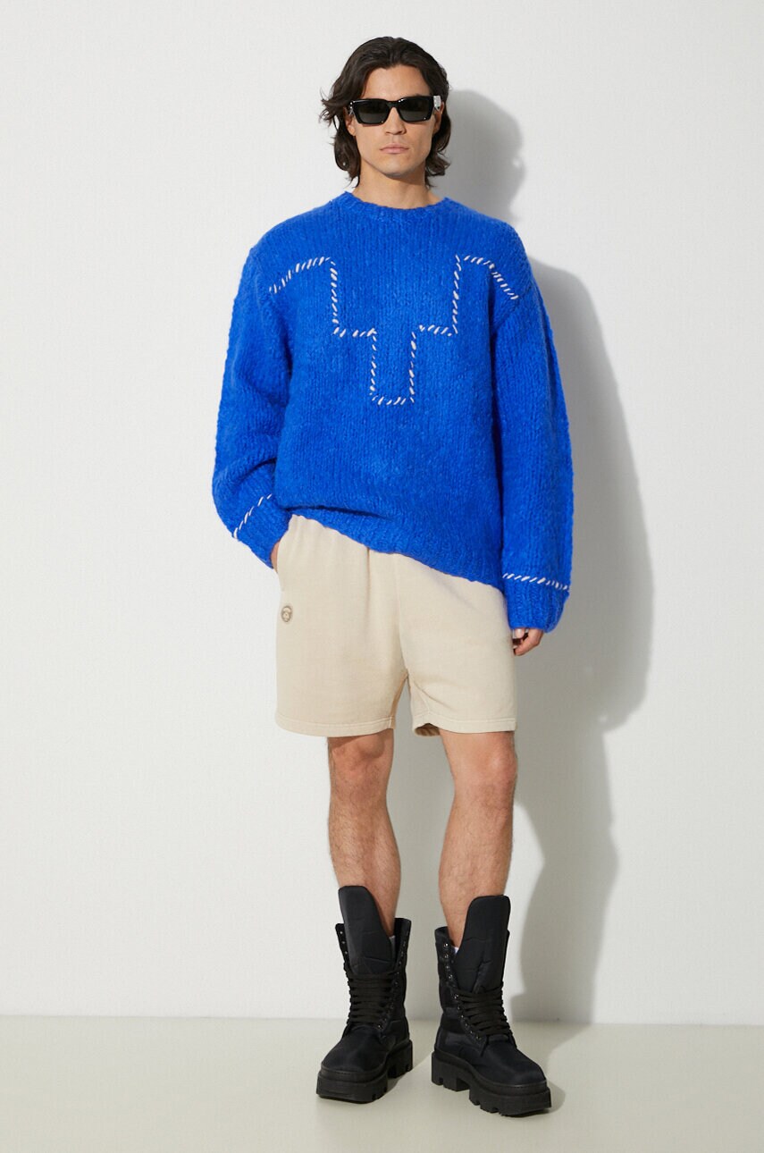 Светр з домішкою вовни Marcelo Burlon Cross Block Knit Comfort Crew чоловічий колір синій теплий CMHE035F24KNI0054501