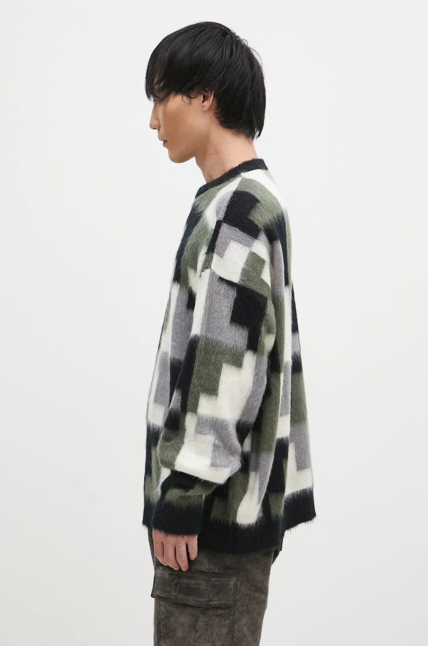 Светр з домішкою мохеру Marcelo Burlon AOP Damier Cross Knit Crew колір сірий  CMHE036F24KNI001066E