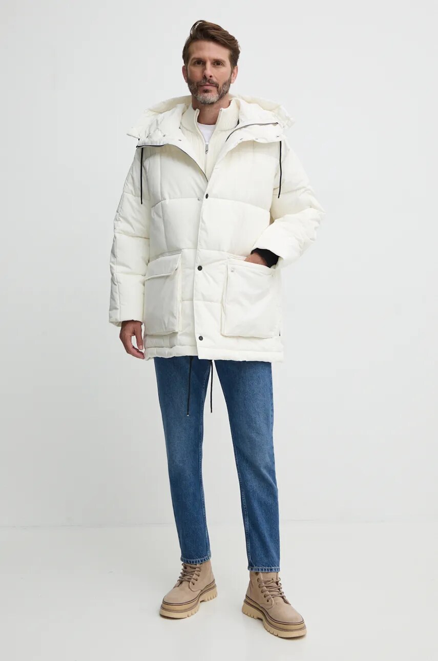 Светр Calvin Klein Jeans чоловічий колір бежевий півгольф J30J326199