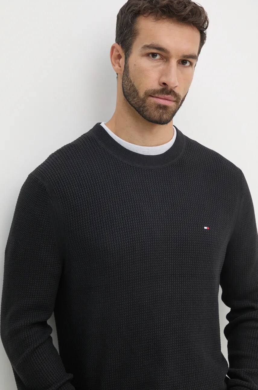Бавовняний светр Tommy Hilfiger колір чорний легкий MW0MW36525
