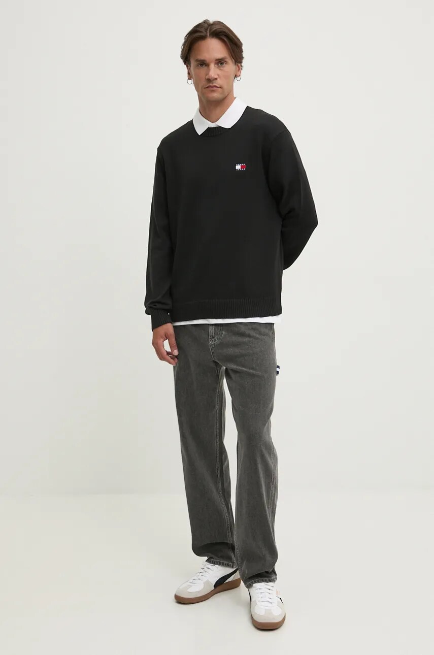 Светр з домішкою вовни Tommy Jeans чоловічий колір чорний  DM0DM20706