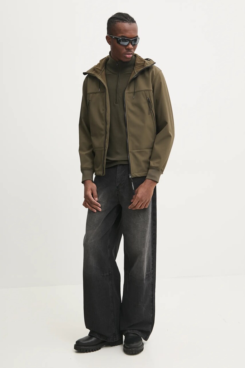 Вовняний светр C.P. Company Extra Fine Merino Wool Half Zipped Knit чоловічий колір зелений легкий гольф 17CMKN193A005528A