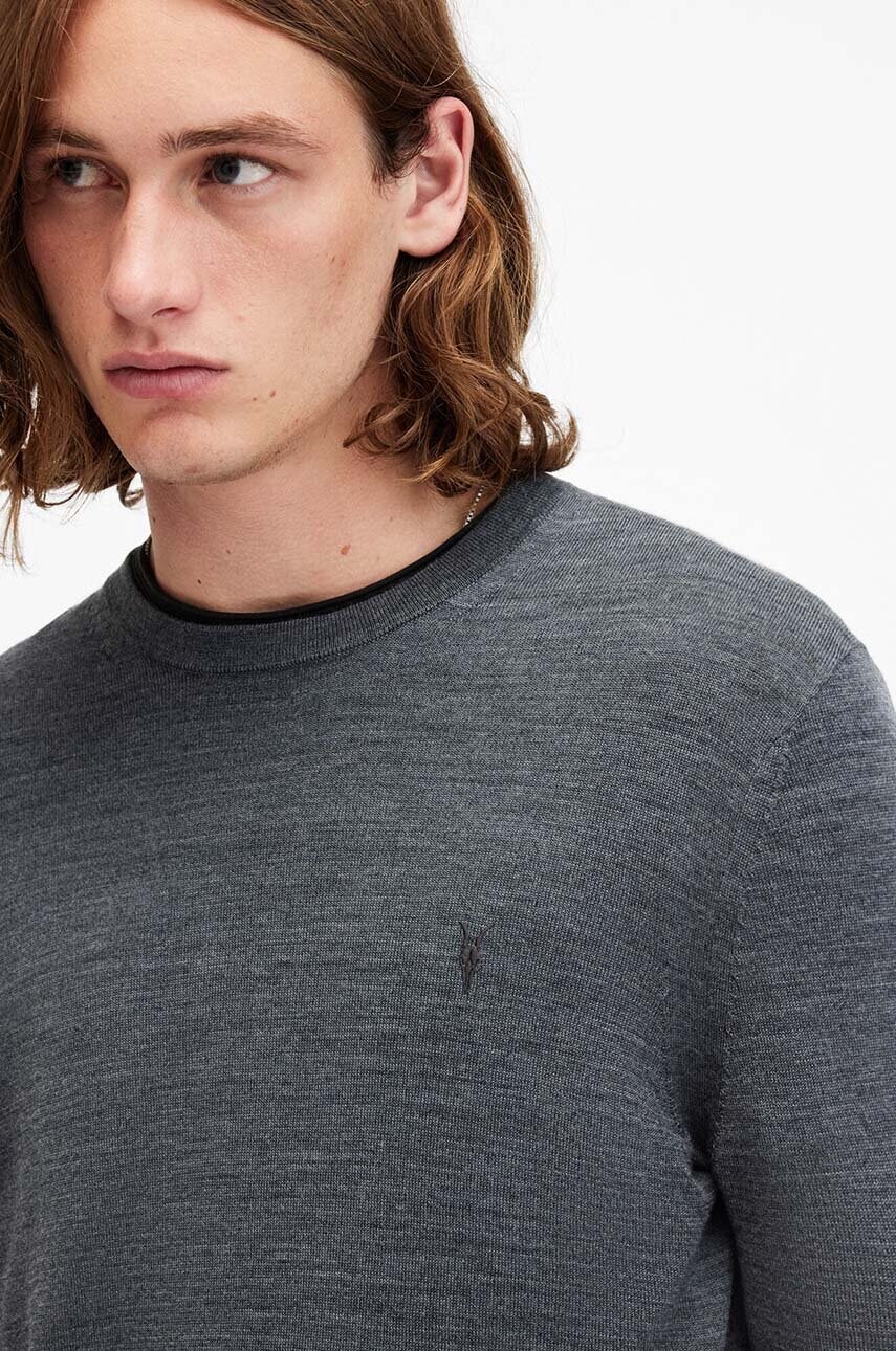 Вовняний светр AllSaints MODE чоловічий колір сірий  M002KZ