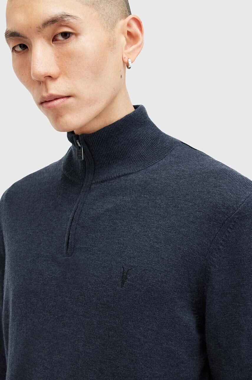 Светр з вовною AllSaints KILBURN ZIP FUNNEL колір чорний  M082KB