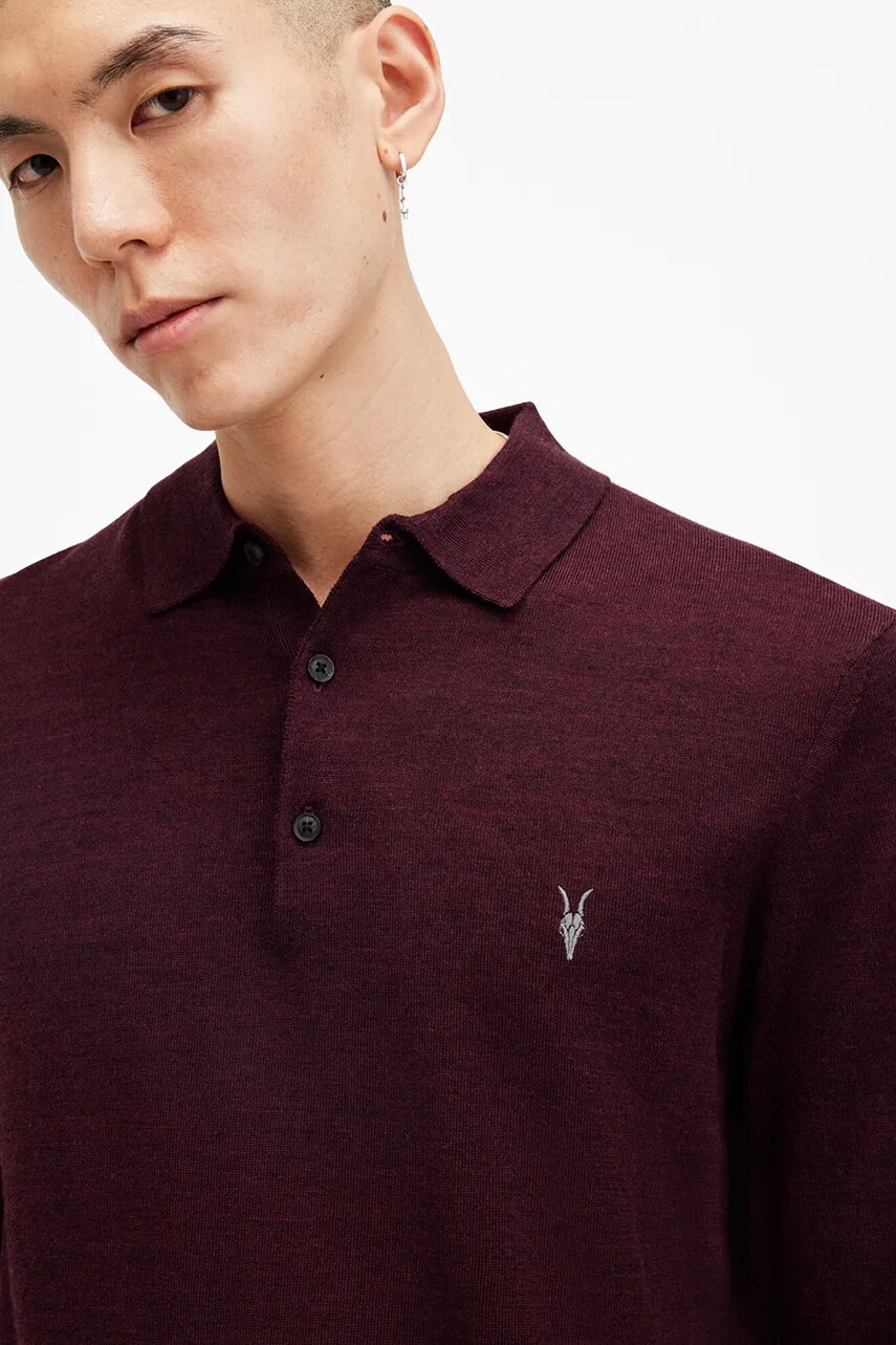 Вовняний светр AllSaints MODE MERINO чоловічий колір чорний легкий M085KB