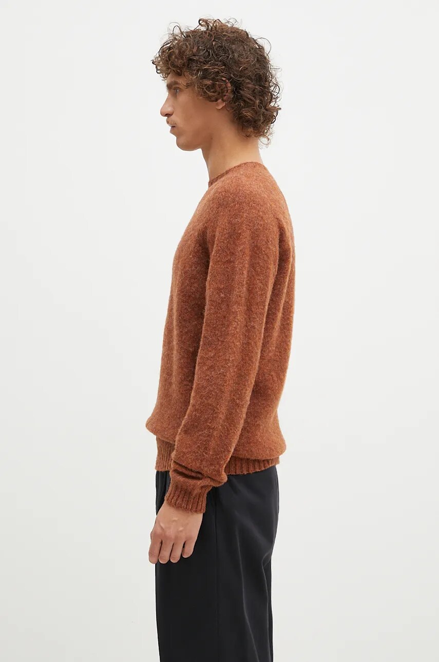 Вовняний светр Norse Projects Birnir Brushed Lambswool чоловічий колір коричневий  N45.0520.4001