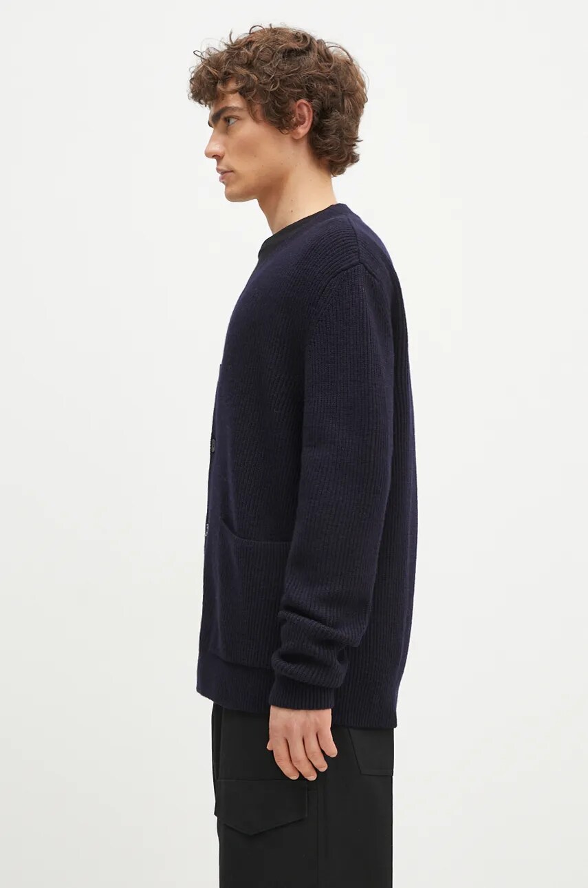 Вовняний кардиган Norse Projects Loki Wool Cotton Rib колір синій N45.0618.7004