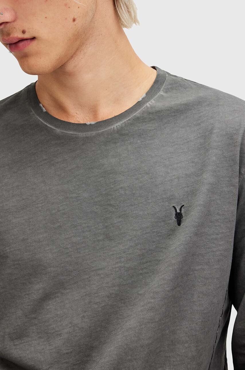 Бавовняний лонгслів AllSaints CASA LS CREW колір чорний однотонний M011JB