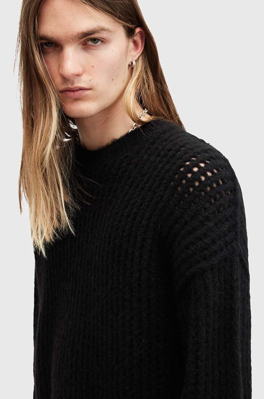 Светр з домішкою вовни AllSaints HARLEN CREW чоловічий колір чорний  M075KB