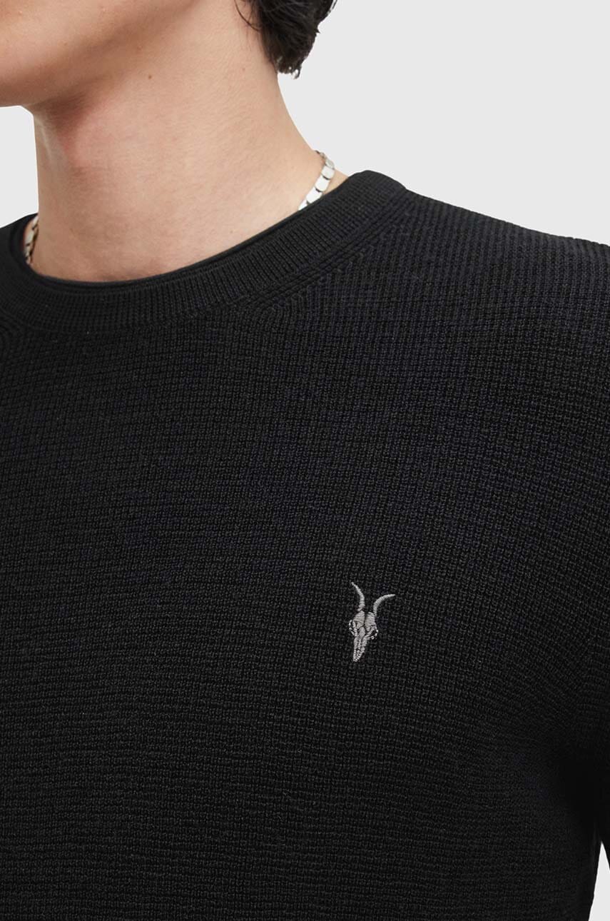 Вовняний светр AllSaints IVAR MERINO CREW чоловічий колір чорний  M087KB