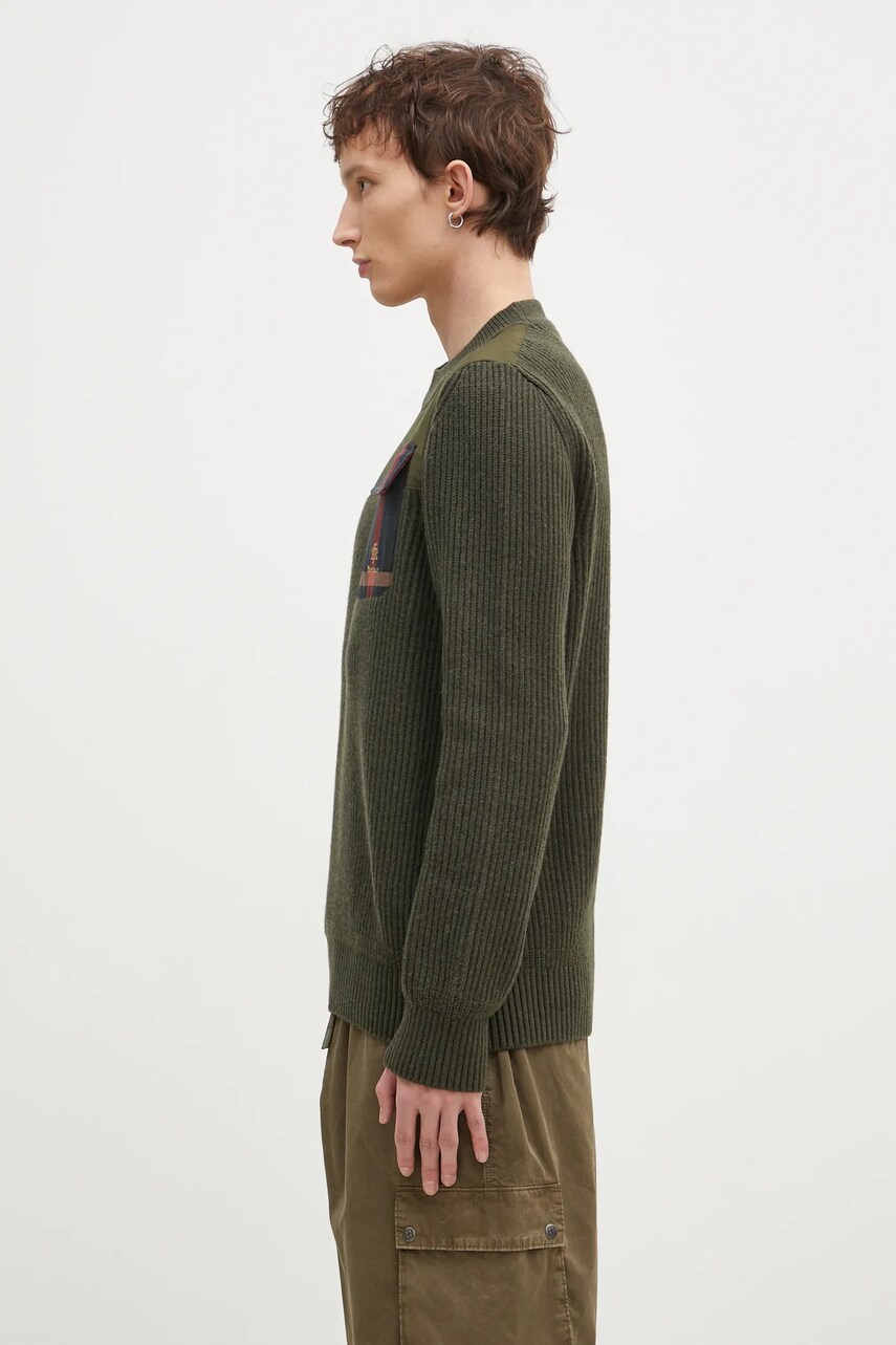 Вовняний светр Baracuta Barbour x Baracut Miller Knit чоловічий колір зелений теплий BRMAG0191