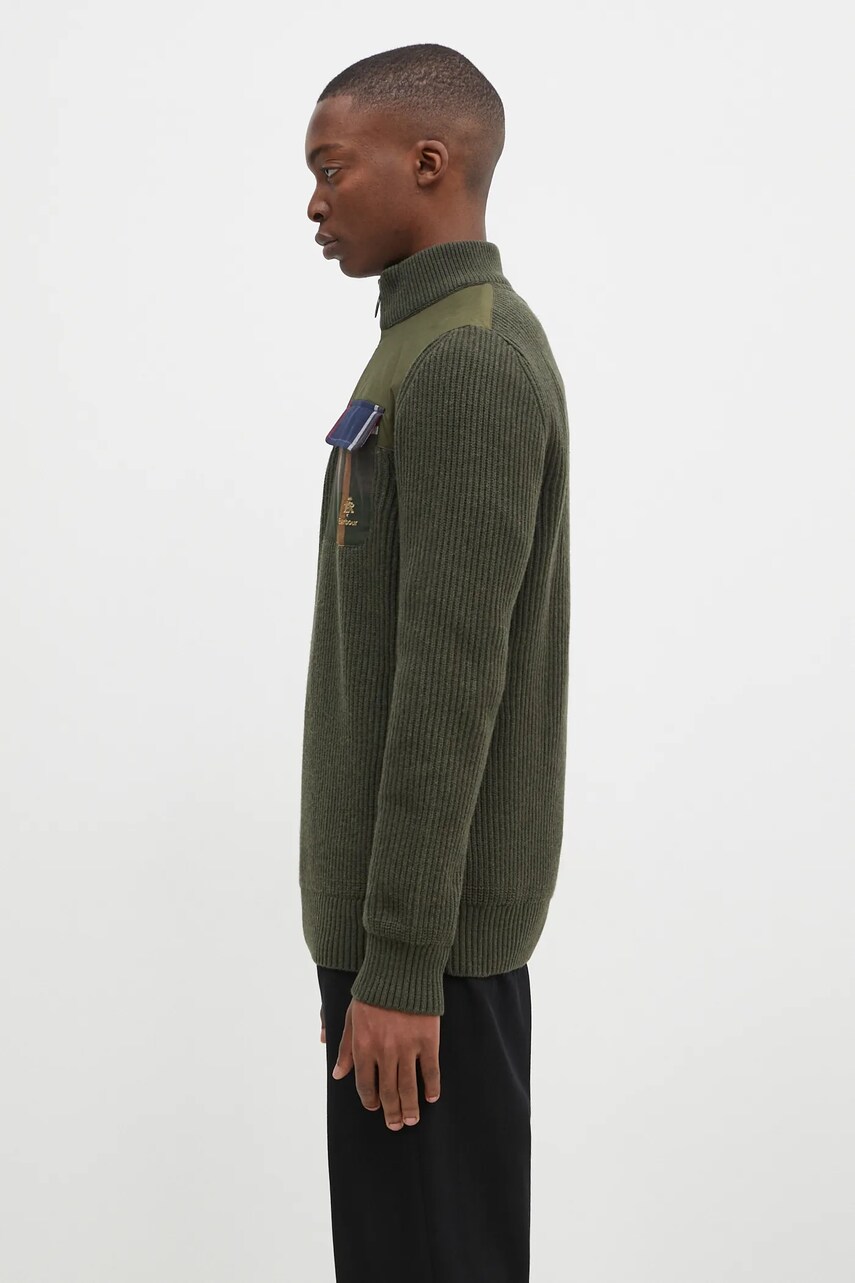 Вовняний светр Baracuta Barbour x Baracut Miller Half Zip Knit чоловічий колір зелений теплий гольф BRMAG0192