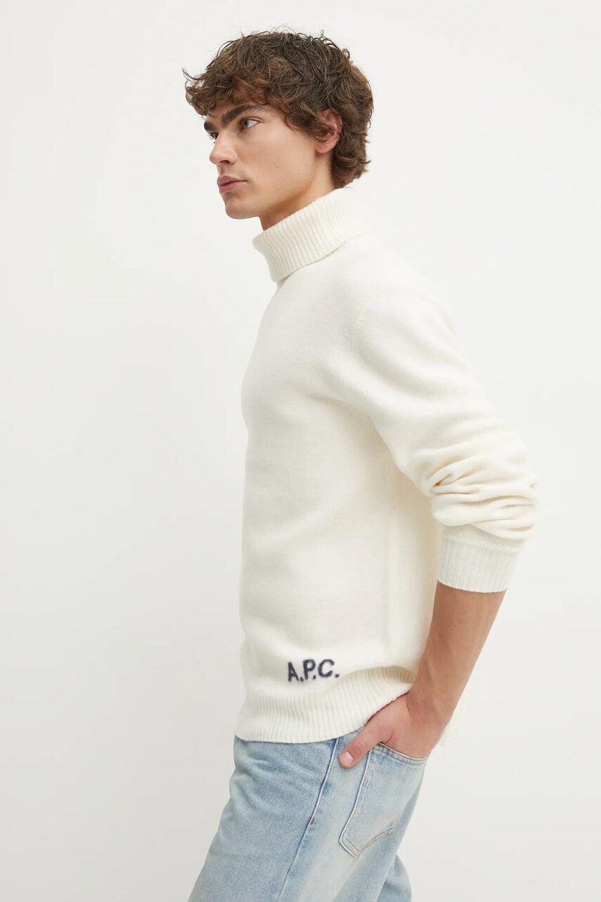 Вовняний светр A.P.C. pull walter колір бежевий гольф WVBDJ.M23248