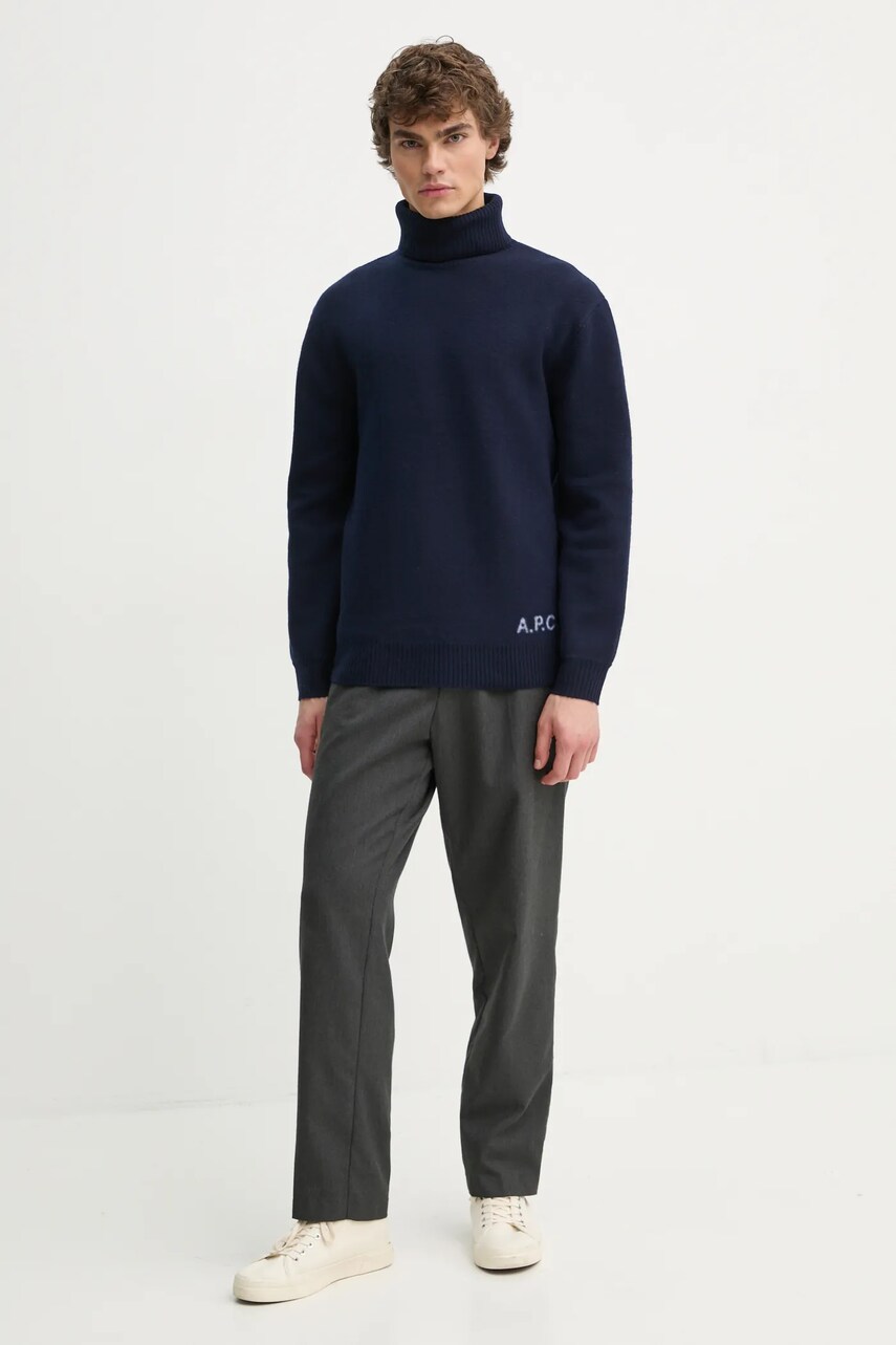 Вовняний светр A.P.C. pull walter колір синій гольф WVBDJ.M23248