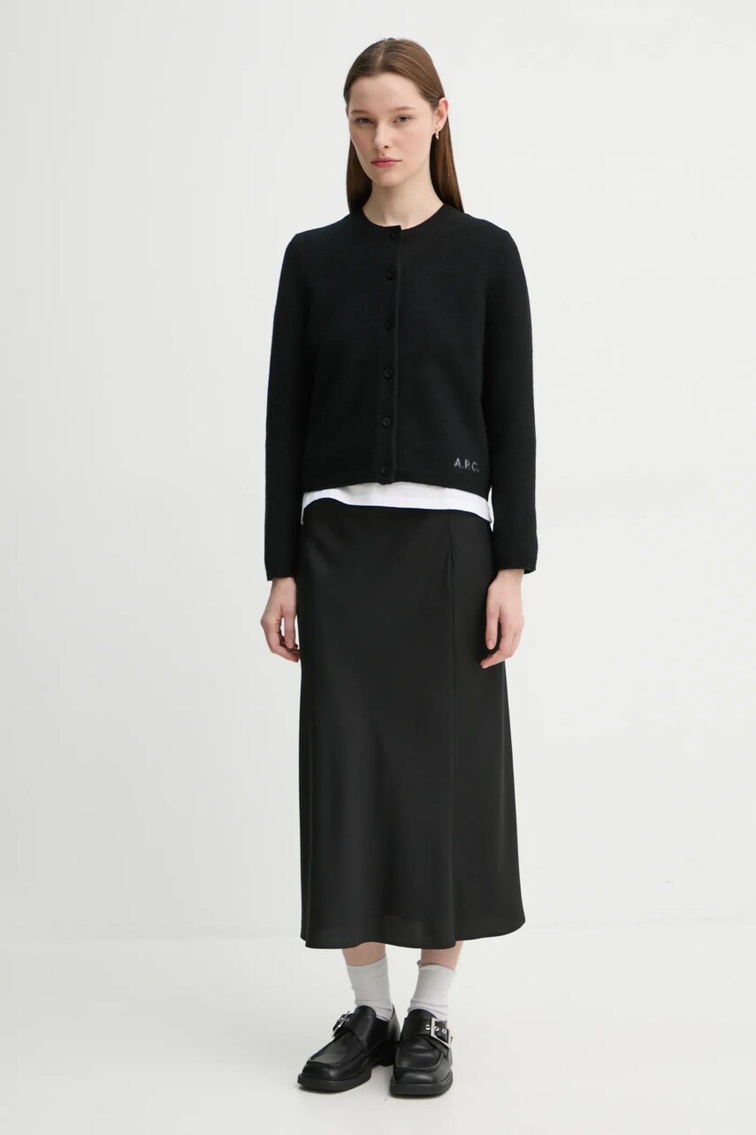 Вовняний кардиган A.P.C. cardigan mila колір чорний WVBDK.F22301