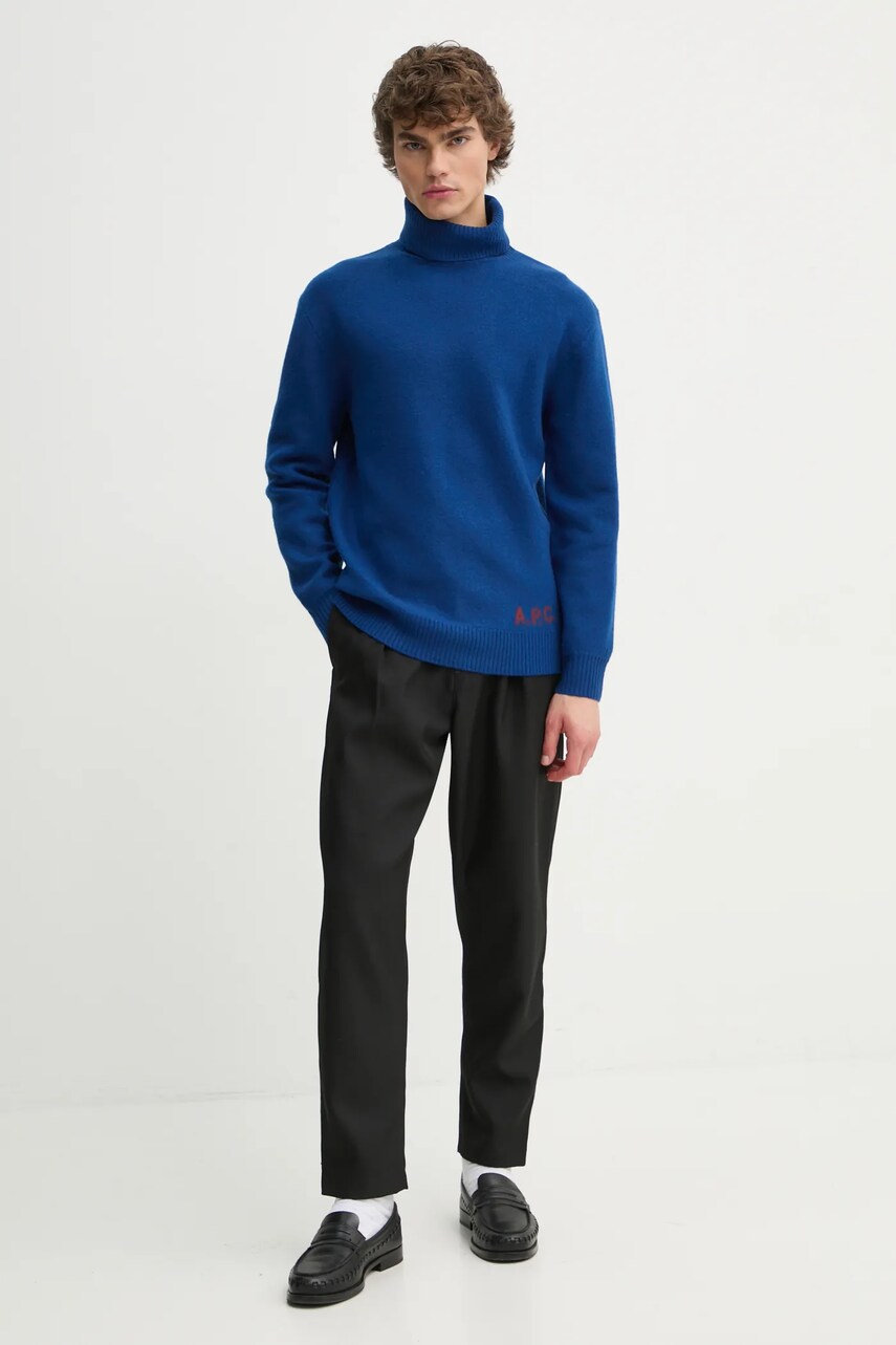 Вовняний светр A.P.C. pull walter колір синій  WVBDK.M23248