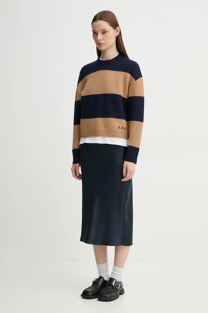 Вовняний светр A.P.C. pull penny жіночий колір синій півгольф WVBDL.F23370