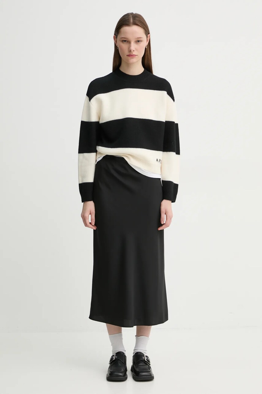 Вовняний светр A.P.C. pull penny жіночий колір чорний півгольф WVBDL.F23370