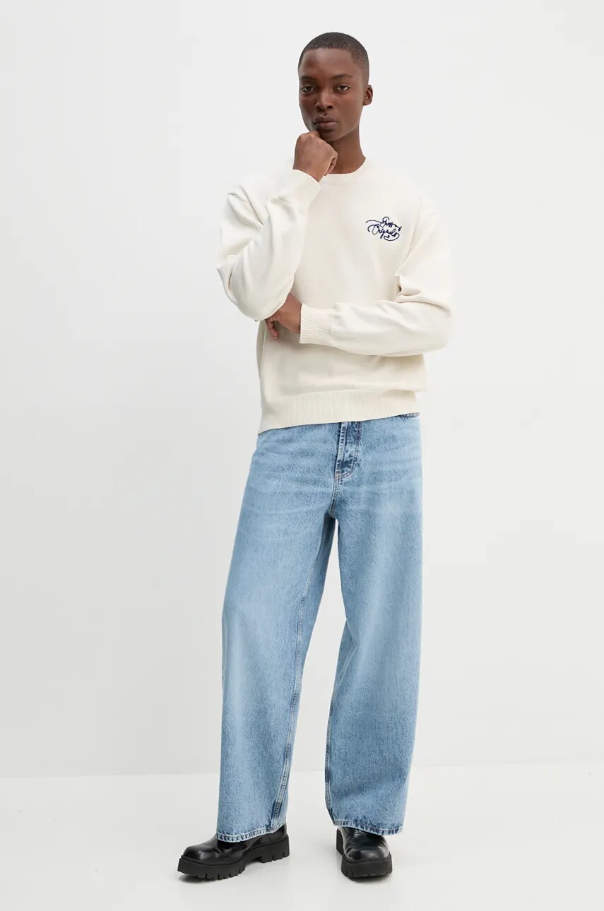 Бавовняний светр Guess Originals колір бежевий  M4BR40 Z34N1