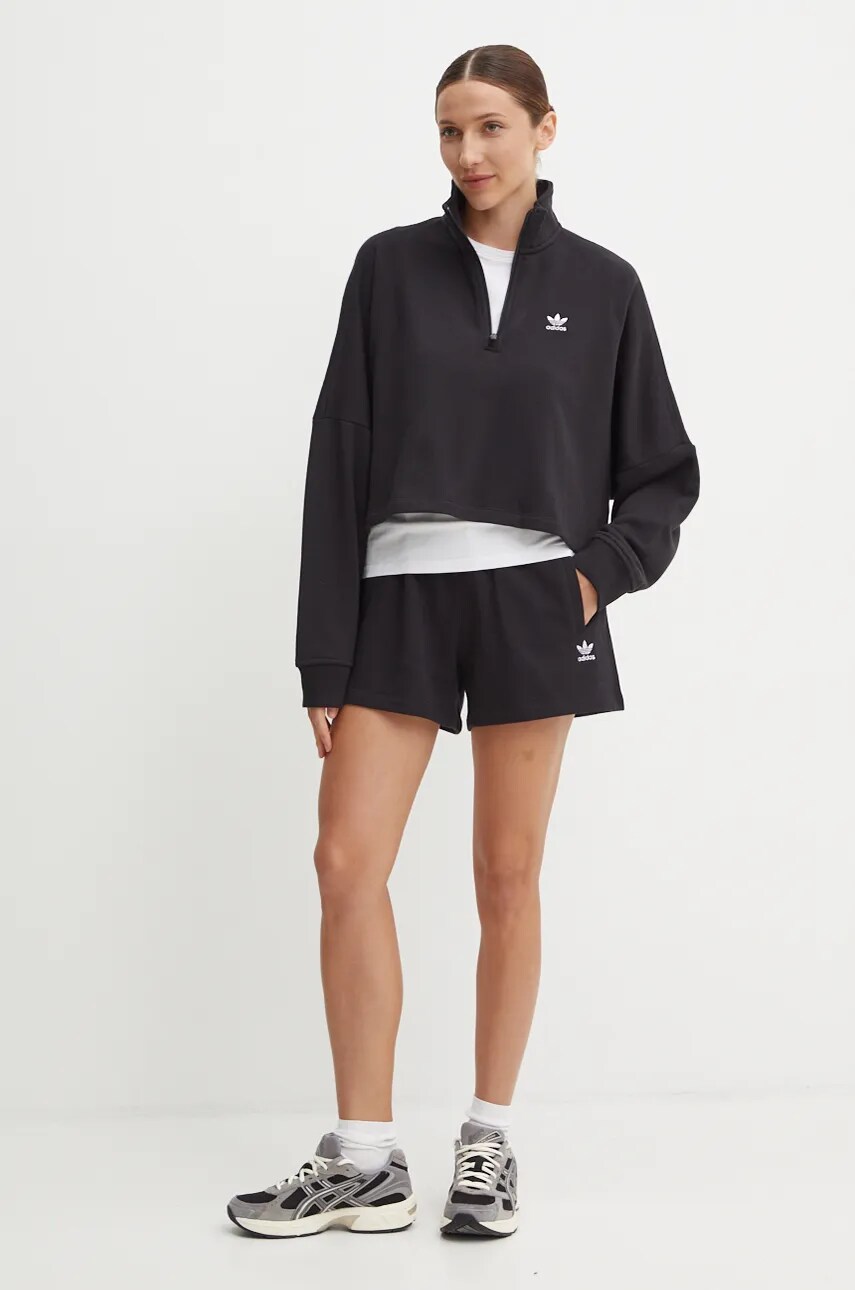 Бавовняні шорти adidas Originals колір чорний однотонні висока посадка IY7343