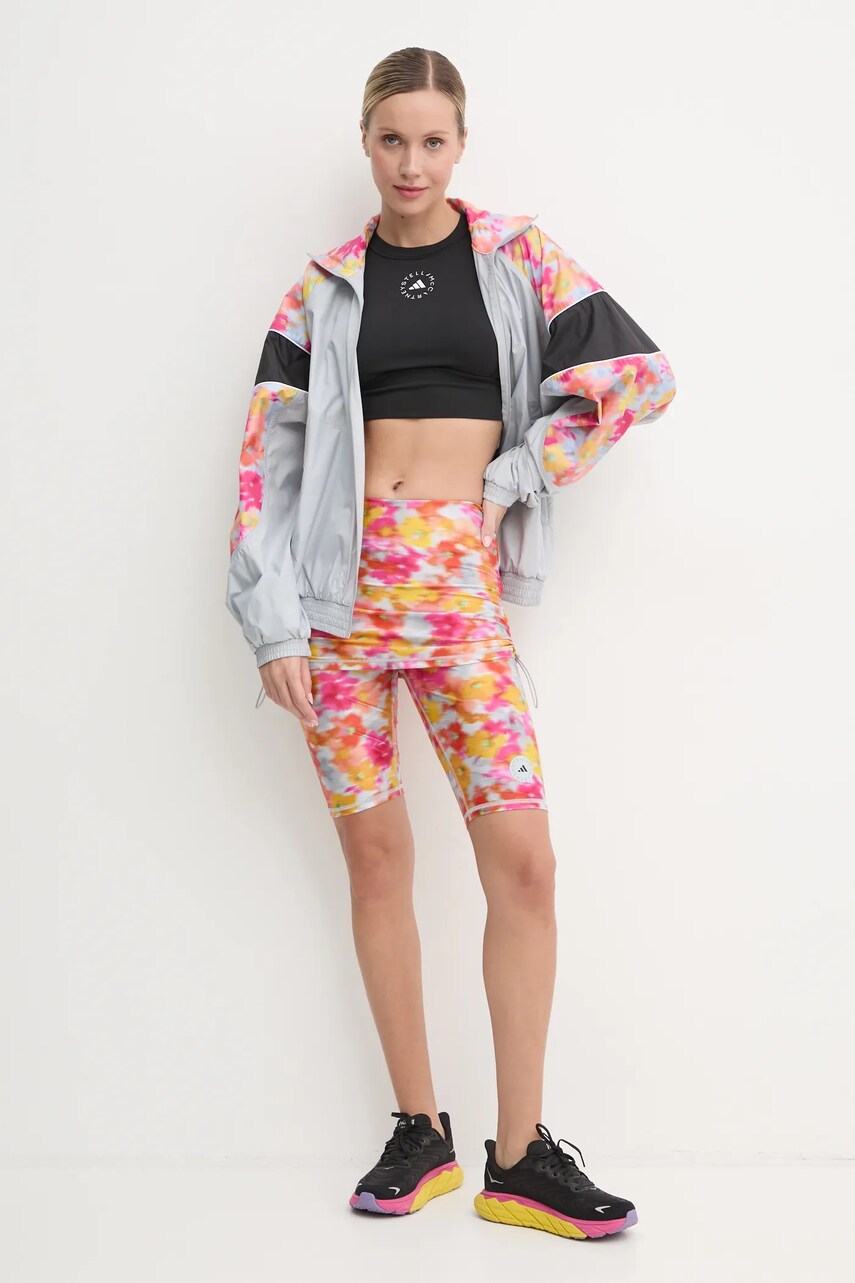 Шорти для тренувань adidas by Stella McCartney колір сірий візерунок висока посадка IW3880