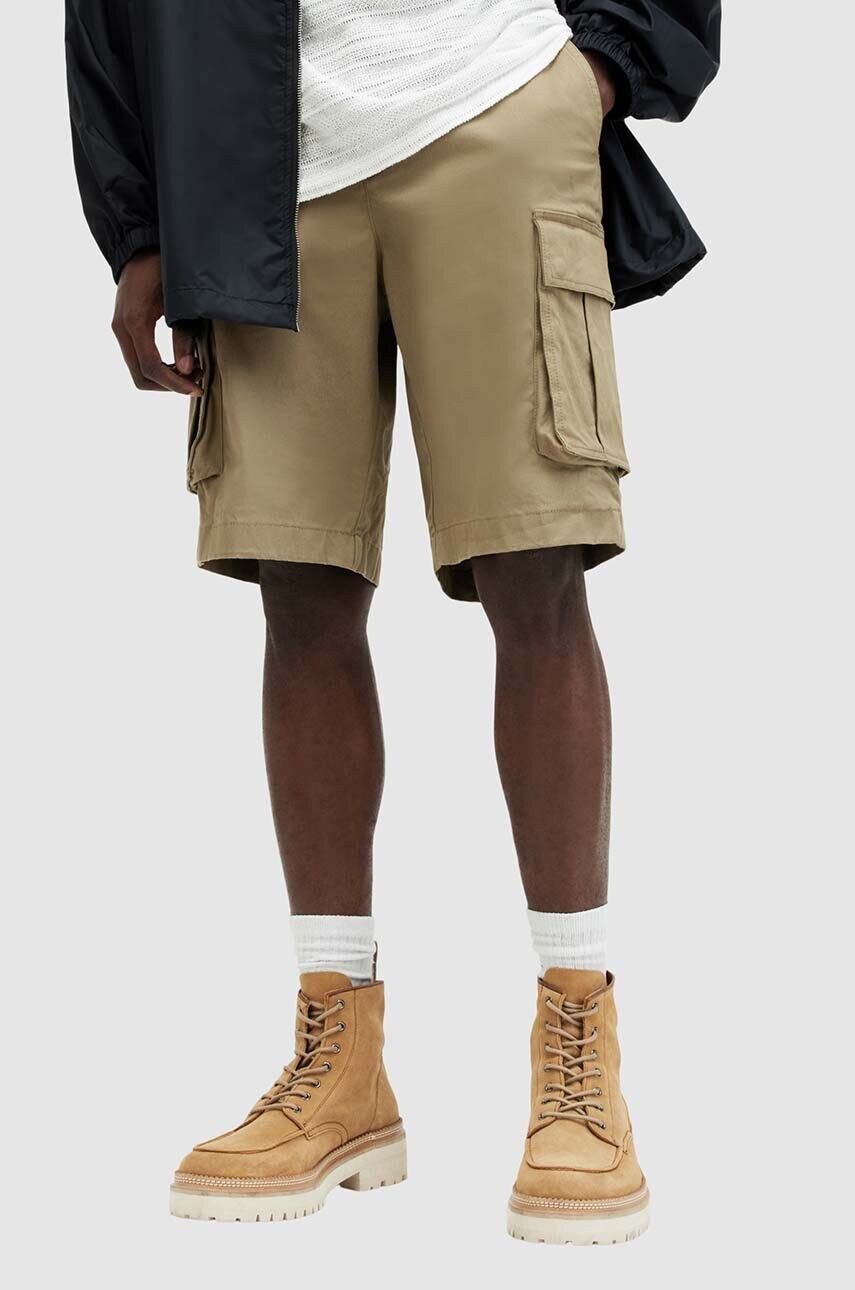 Бавовняні шорти AllSaints SLANE SHORT колір бежевий MT501Z
