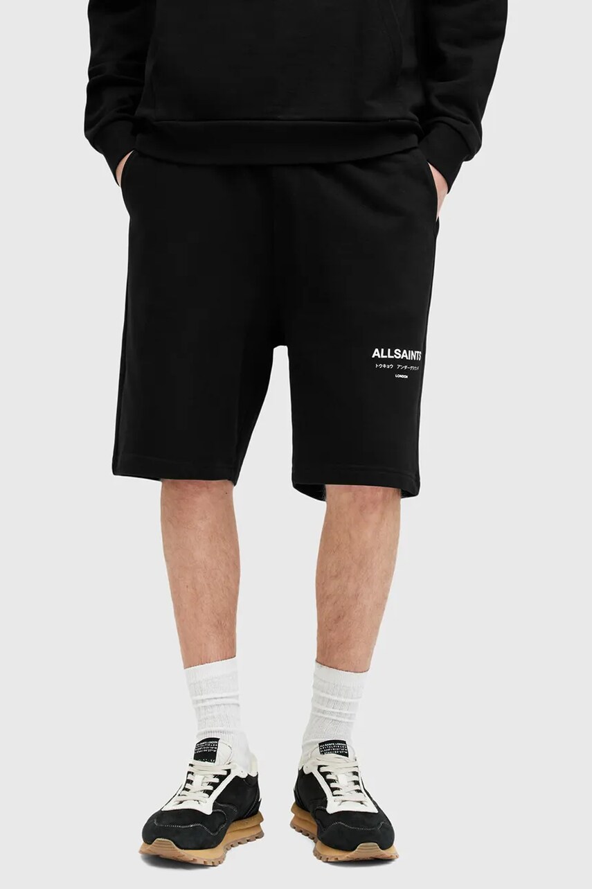 Бавовняні шорти AllSaints UNDRGRND SWEATSHORT колір чорний M002TC
