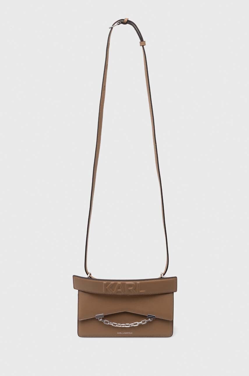 Шкіряна сумочка Karl Lagerfeld колір коричневий 245W3028