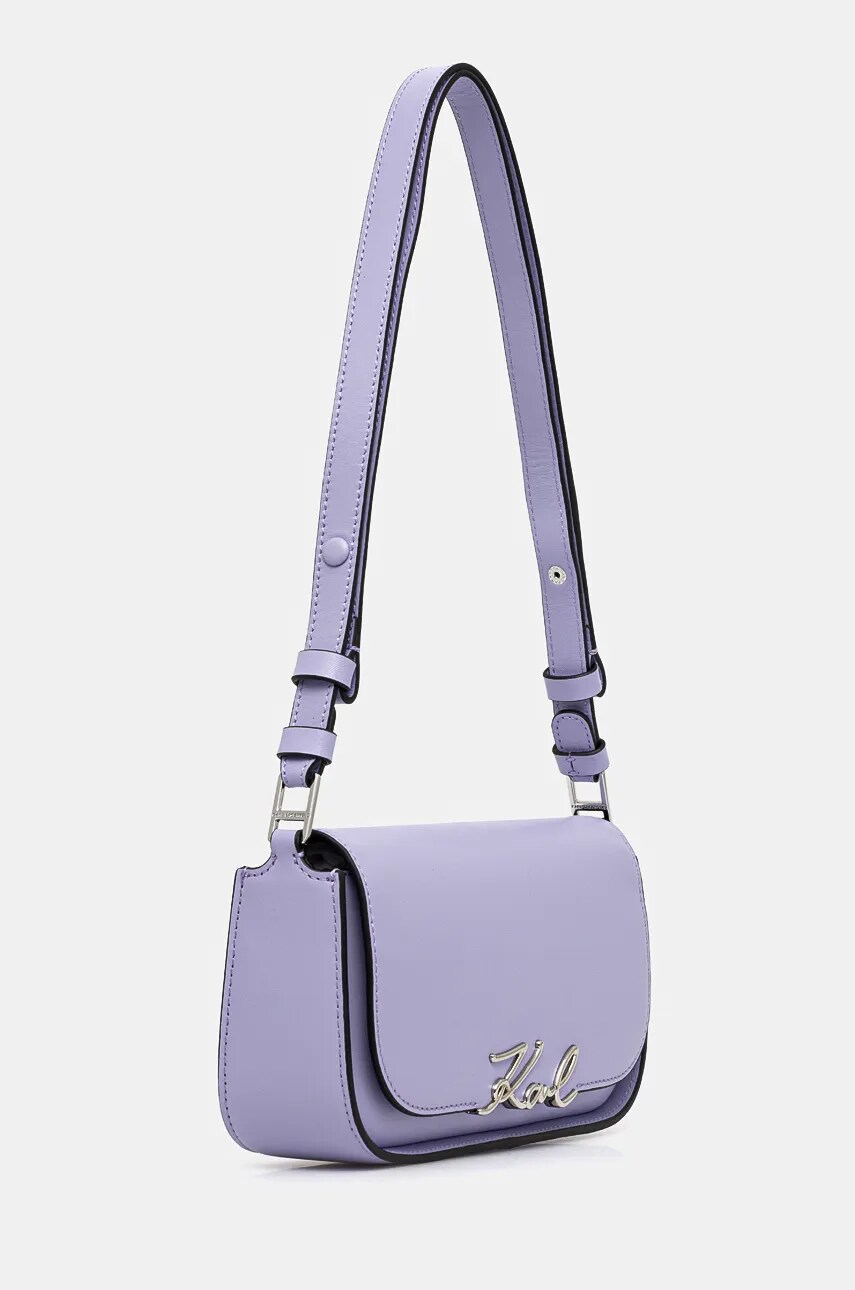Шкіряна сумочка Karl Lagerfeld колір фіолетовий 245W3043
