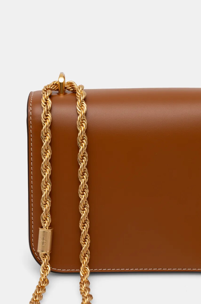 Шкіряна сумочка Tory Burch Eleanor колір коричневий 73589
