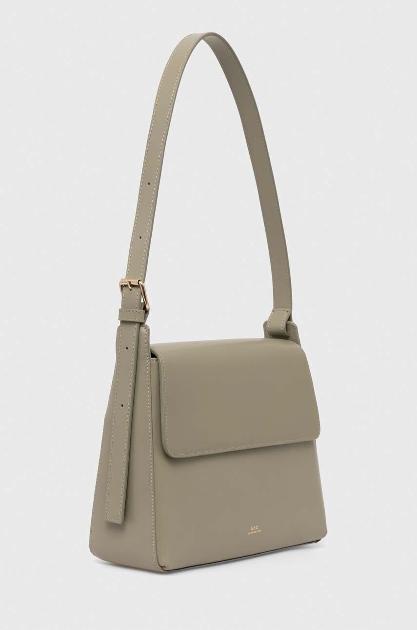 Шкіряна сумочка A.P.C. sac virginie flap колір зелений PXBRU.F61924