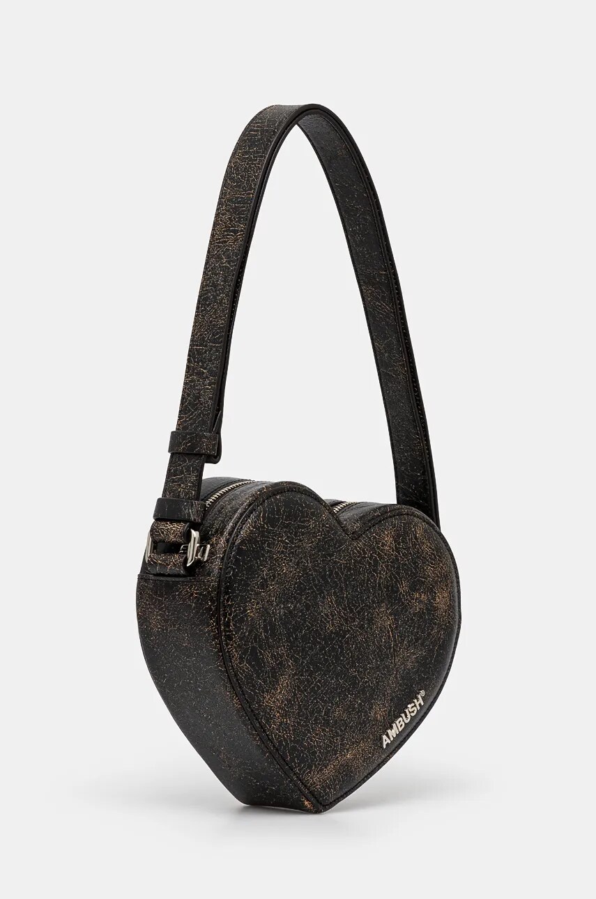 Сумочка AMBUSH Crackle Heart Shoulder Bag колір чорний BWNN006F24LEA0011000
