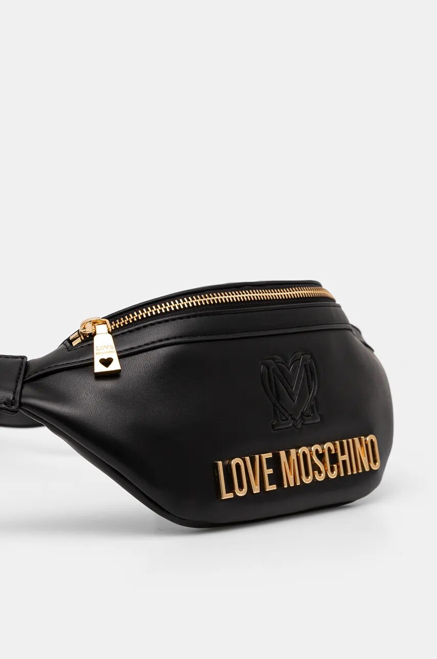 Шкіряна сумка на пояс Love Moschino колір чорний JC4363PP0L