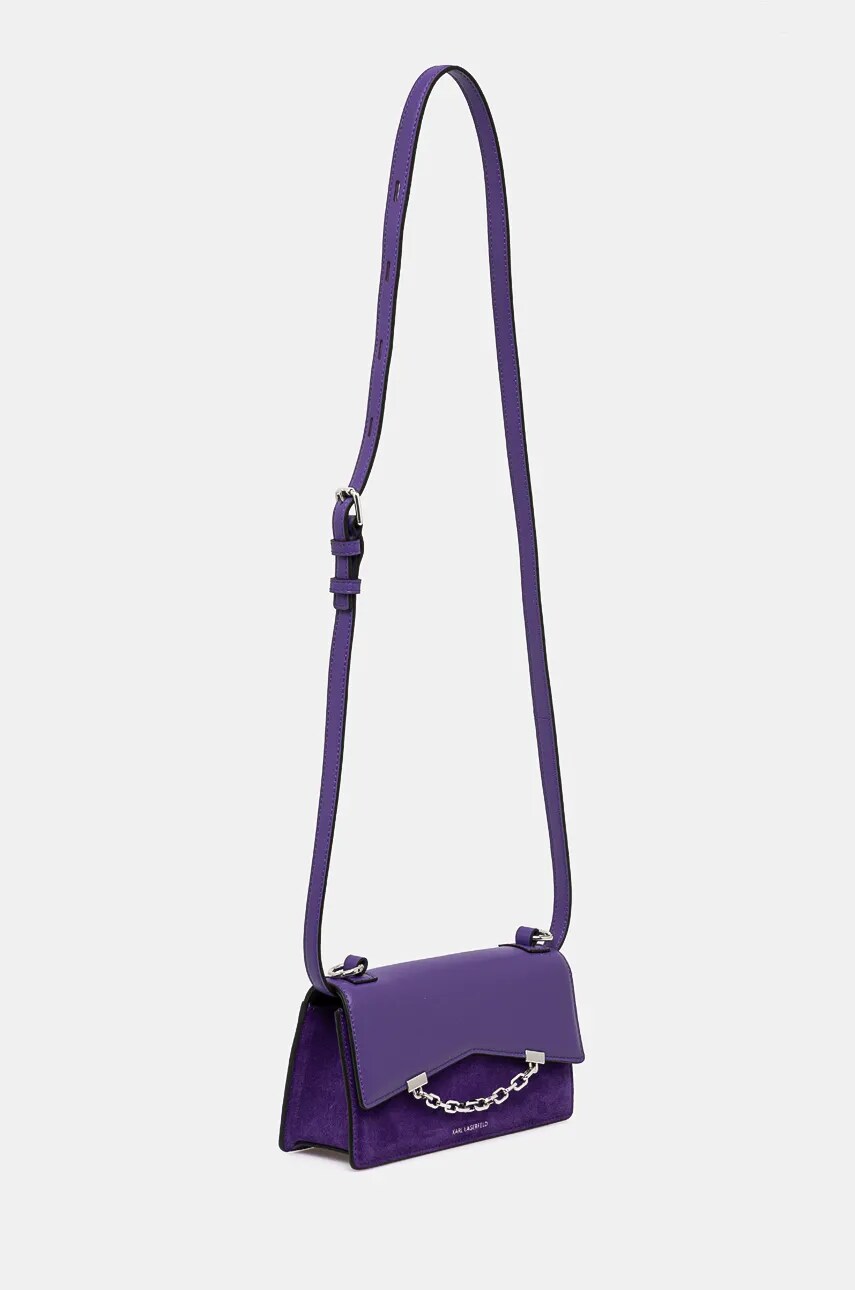 Шкіряна сумочка Karl Lagerfeld колір фіолетовий 246W3041