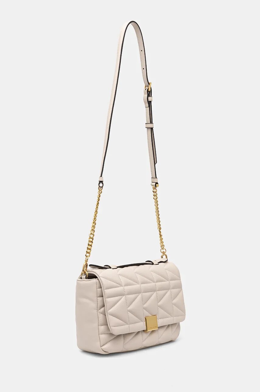 Шкіряна сумочка Karl Lagerfeld колір бежевий 246W3086