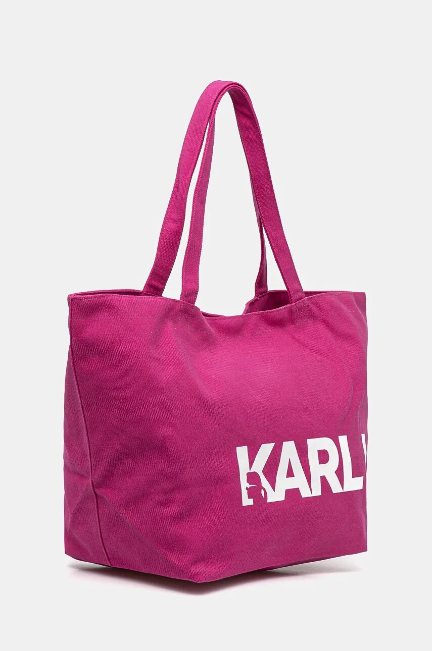 Бавовняна сумка Karl Lagerfeld колір рожевий 246W3886