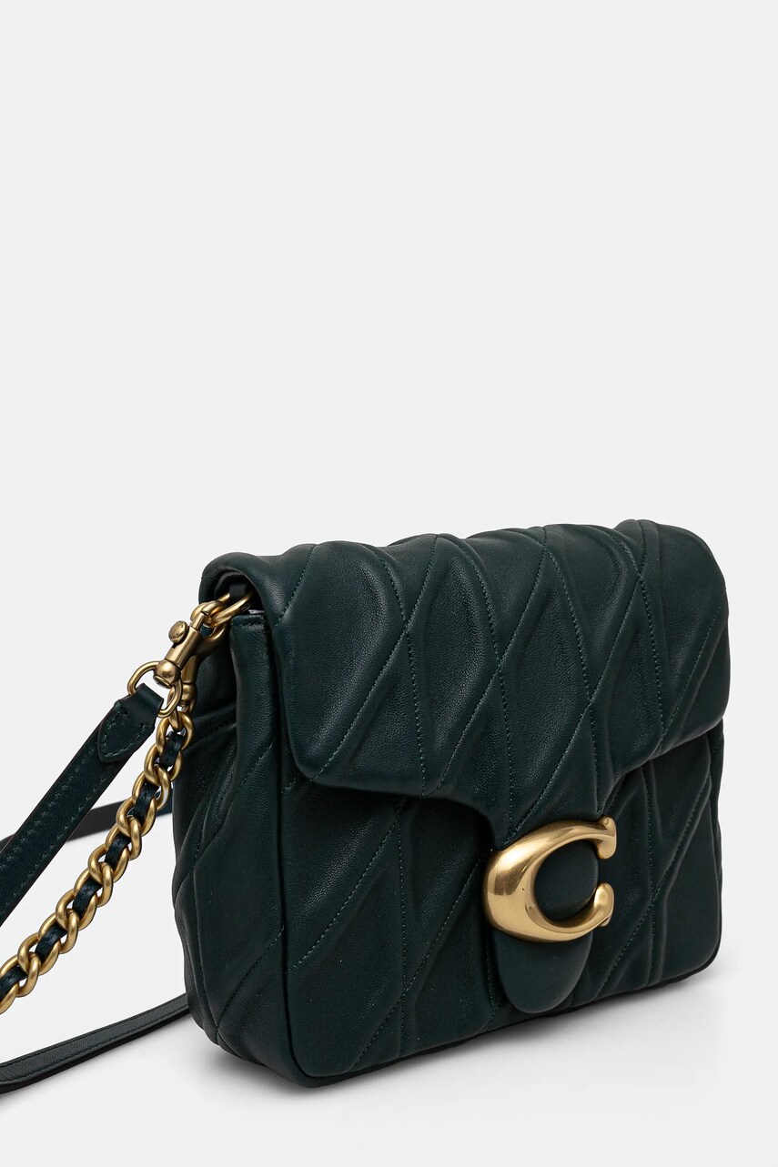 Шкіряна сумочка Coach square tabby колір зелений CW629