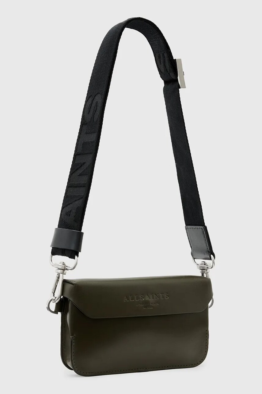 Шкіряна сумочка AllSaints ZOE CROSSBODY колір зелений W312XB