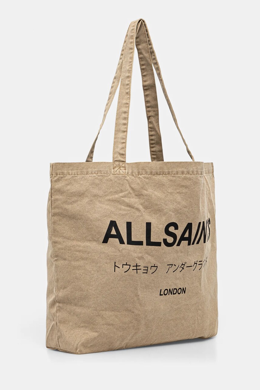 Бавовняна сумка AllSaints колір бежевий M249XB