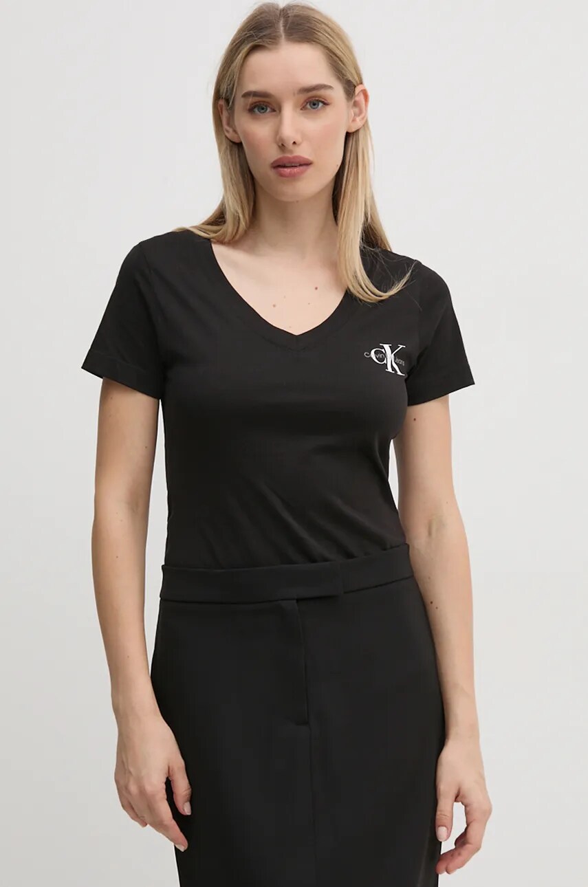 Бавовняна футболка Calvin Klein Jeans 2-pack жіноча колір чорний J20J223447