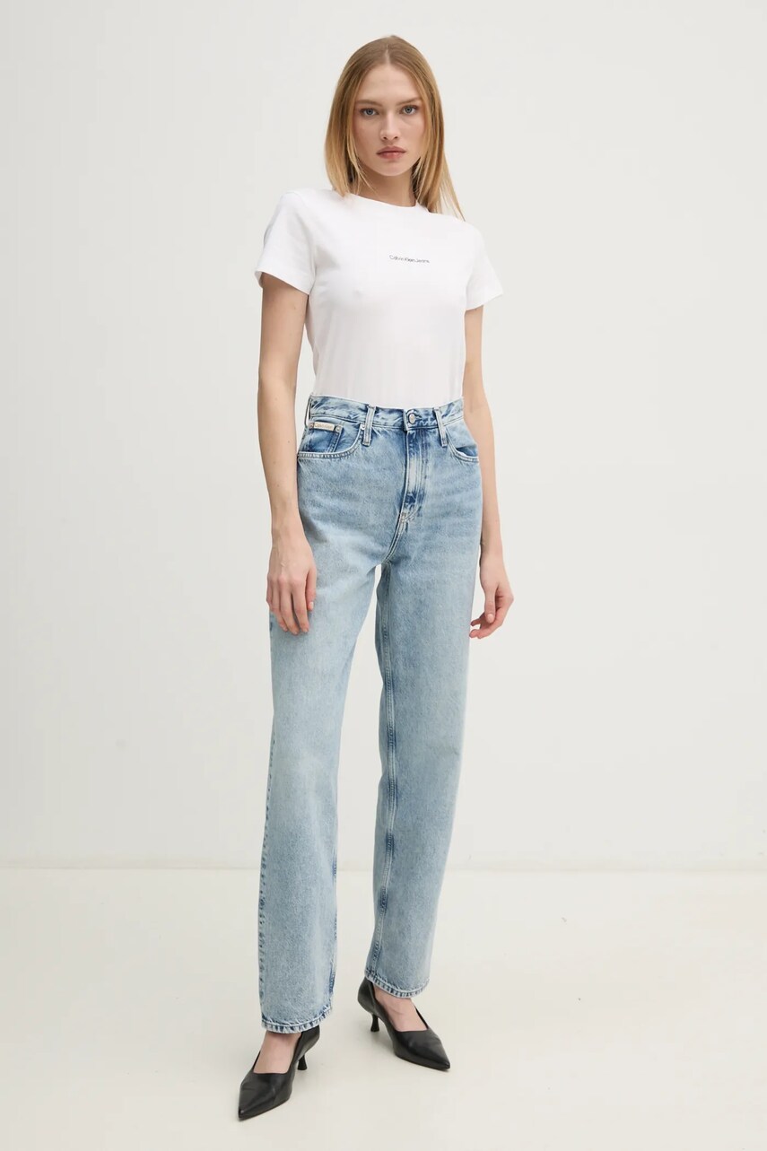 Бавовняна футболка Calvin Klein Jeans жіноча колір білий J20J223563