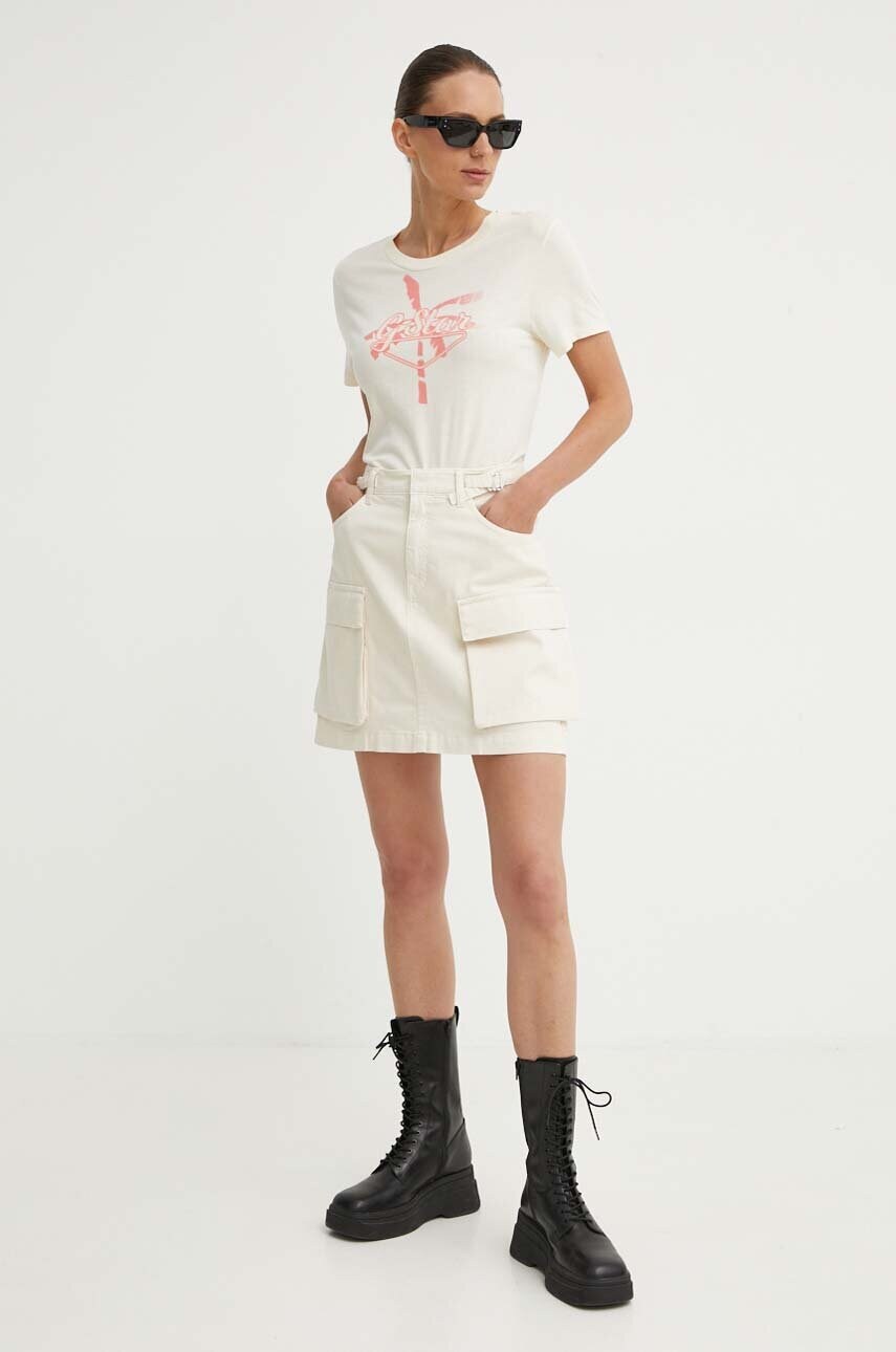Бавовняна футболка G-Star Raw жіноча колір бежевий D24595-4107
